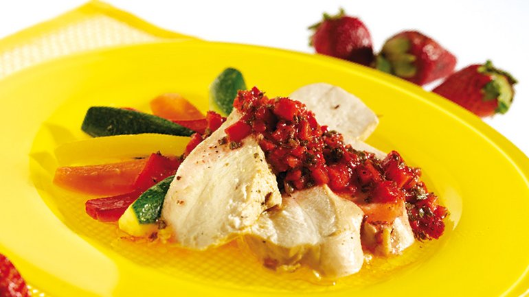 Pouletbrust mit Erdbeervinaigrette